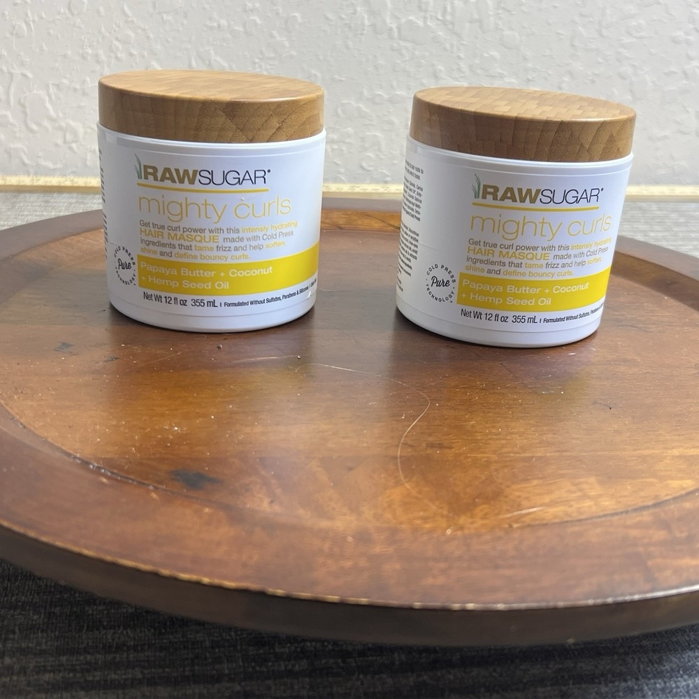 Raw Sugar Mighty Curls Hair Masque Women Hydrating Papaya Coconut 2pk 12oz Care